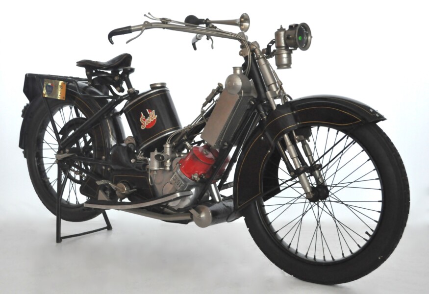Museo Nicolis, Scott 3 3/4 HP, 1914, moto d'epoca, ph Museo Nicolis