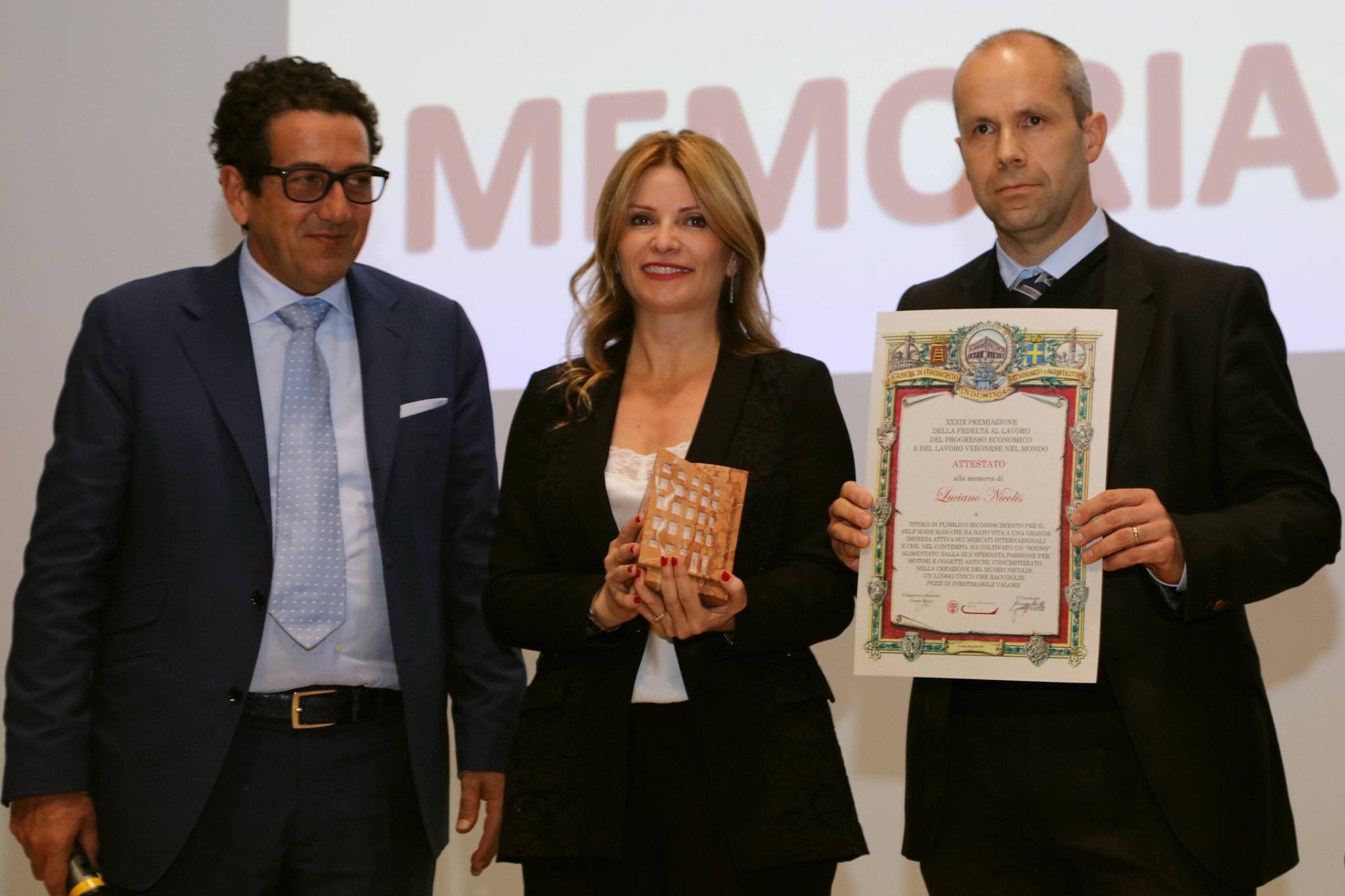 Premio Fedeltà al Lavoro, alla memoria di Luciano Nicolis, CCIAA Verona.