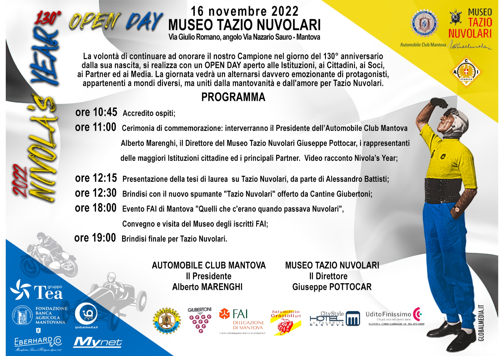 Museo Tazio Nuvolari, 13 novembre 2022 Open Day per festeggiare il 130° Anniversario della nascita di Tazio Nuvolari