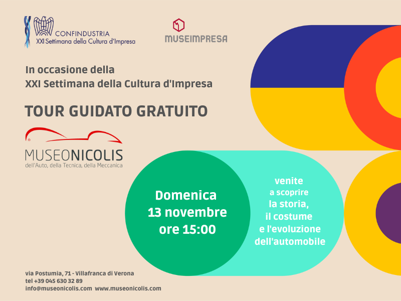 XXI Settimana della Cultura d'Impresa, Visita Guidata Gratuita al Museo Nicolis, domenica 13 novembre 2022 ore 15:00