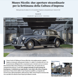 Museo Nicolis, Villafranca di Verona, auto d'epoca, La Stampa, articolo
